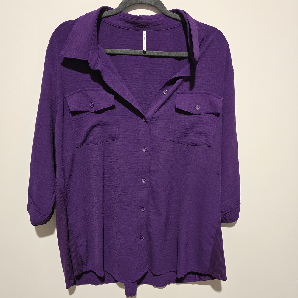 Elegant Women's Purple Button-Down Shirt